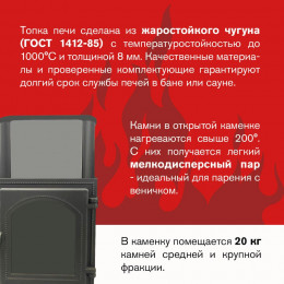 Печь ВЕЗУВИЙ Сенсация 16 Антрацит (205)
