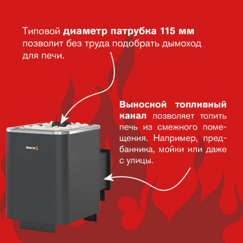 Печь ВЕЗУВИЙ Сенсация 28 Антрацит (205)